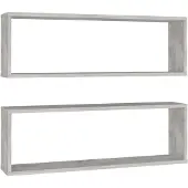 vidaXL Wandschappen kubus 2 st 80x15x26,5 cm bewerkt hout betongrijs
