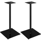 vidaXL Luidsprekerstandaards 2 st 1 pijler gehard glas zwart