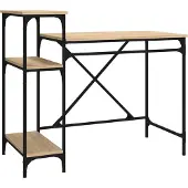 vidaXL Bureau schappen 105x50x90 bewerkt hout en ijzer sonoma eiken