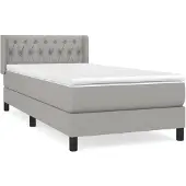 vidaXL Boxspring met matras stof lichtgrijs 100x200 cm