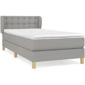 vidaXL Boxspring met matras stof lichtgrijs 100x200 cm