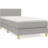 vidaXL Boxspring met matras stof lichtgrijs 90x200 cm