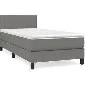 vidaXL Boxspring met matras stof donkergrijs 80x200 cm
