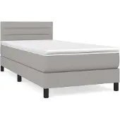 vidaXL Boxspring met matras stof lichtgrijs 90x190 cm
