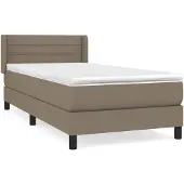 vidaXL Boxspring met matras stof taupe 100x200 cm