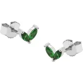 Karma Oorbellen Zirconia Double Green Leaves Zilver
