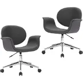 vidaXL Eetkamerstoelen draaibaar 2 st stof grijs