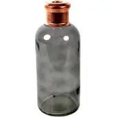 Countryfield Bloemenvaas Firm Bottle - transparant grijs/koper - glas - D11 x H27 cm - Vazen