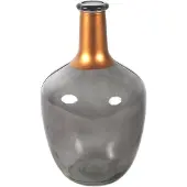 Countryfield Bloemenvaas Firm Big Bottle - transparant grijs/koper - glas - D15 x H25 cm - Vazen