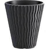 Prosperplast Plantenpot/bloempot Sand Waves - buiten/binnen - kunststof - antraciet - D39 x H43 cm - Plantenpotten
