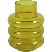Countryfield Bloemenvaas Bubbles - mosterdgeel transparant - glas - D17 x H22 cm - Vazen