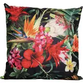 Anna's Collection buitenkussen bloem - rood/zwart - 60 x 60 cm - Sierkussens