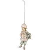 Clayre & Eef Kersthanger Kind 11 cm Roze Polyresin Kerstboomversiering Roze Kerstboomversiering