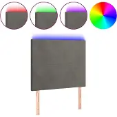 vidaXL Hoofdbord LED 90x5x118/128 cm fluweel donkergrijs