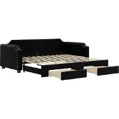 vidaXL Slaapbank met onderschuifbed en lades 100x200 cm stof zwart