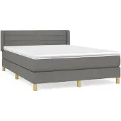 vidaXL Boxspring met matras stof donkergrijs 140x200 cm