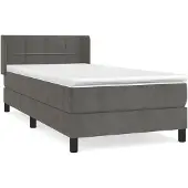 vidaXL Boxspring met matras fluweel donkergrijs 100x200 cm