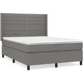 vidaXL Boxspring met matras stof donkergrijs 140x200 cm