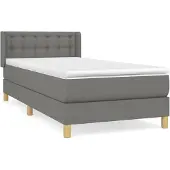 vidaXL Boxspring met matras stof donkergrijs 80x200 cm