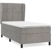 vidaXL Boxspring met matras fluweel lichtgrijs 90x200 cm
