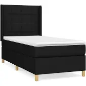 vidaXL Boxspring met matras stof zwart 80x200 cm