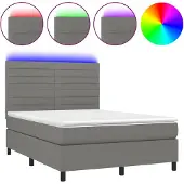 vidaXL Boxspring met matras en LED stof donkergrijs 140x200 cm