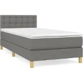vidaXL Boxspring met matras stof donkergrijs 90x200 cm