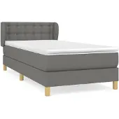 vidaXL Boxspring met matras stof donkergrijs 100x200 cm