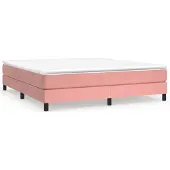 vidaXL Boxspring met matras fluweel roze 180x200 cm