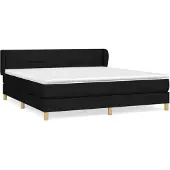 vidaXL Boxspring met matras stof zwart 180x200 cm