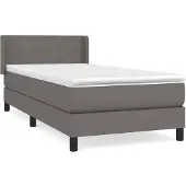 vidaXL Boxspring met matras kunstleer grijs 80x200 cm