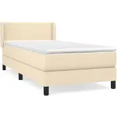 vidaXL Boxspring met matras stof crèmekleurig 100x200 cm