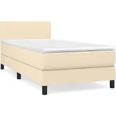 vidaXL Boxspring met matras stof crèmekleurig 80x200 cm