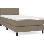 vidaXL Boxspring met matras stof taupe 80x200 cm