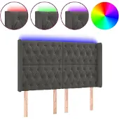 vidaXL Hoofdbord LED 163x16x118/128 cm fluweel donkergrijs