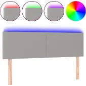 vidaXL Hoofdbord LED 144x5x78/88 cm stof lichtgrijs