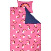 HEMA Kinderdekbedovertrek 140x200cm zacht katoen regenbogen (roze)