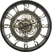 Atmosphera Wandklok/muur klok - Vintage Metal - Dia 50 cm - kunststof/glas - Antraciet