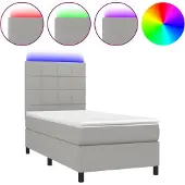 vidaXL Boxspring met matras en LED stof lichtgrijs 100x200 cm