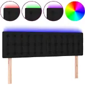 vidaXL Hoofdbord LED 144x5x78/88 cm stof zwart