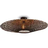 Good&Mojo Plafondlamp Kalimantan, dimbaar, zwart, Woon-/ Eetkamer, Bamboe, plafondlamp hout