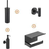 Guido Gusto Toilet accessoires set Mat zwart exclusief met zeepdispenser
