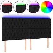 vidaXL Hoofdbord LED 180x7x118/128 cm stof zwart