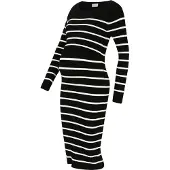 Mamalicious Gebreide jurk 'New Siv June' zwart / offwhite
