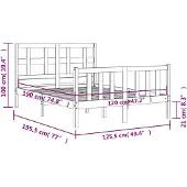 vidaXL Bedframe met hoofdbord massief hout wit