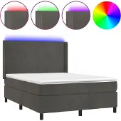 vidaXL Boxspring met matras en LED fluweel donkergrijs 140x190 cm