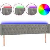 vidaXL Hoofdbord LED 183x16x78/88 cm fluweel lichtgrijs