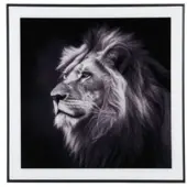 PT Living Wanddecoratie Lion Glass Black & White