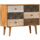vidaXL Dressoir met geprint patroon 90x30x70 cm massief mangohout