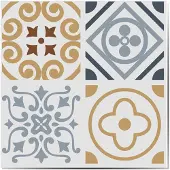 Walplus muursticker Azulejo 20 cm pvc bruin/geel 12 stuks